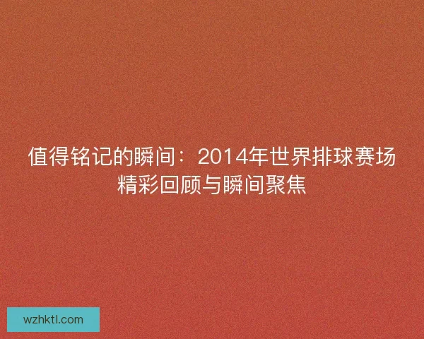 值得铭记的瞬间：2014年世界排球赛场精彩回顾与瞬间聚焦