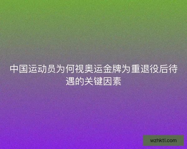 中国运动员为何视奥运金牌为重退役后待遇的关键因素